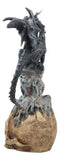 Azureon Black Dragon Perching On Quartz Tower Alien Skull Statue Home Decor