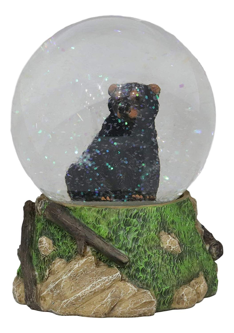 Ebros Rustic Woodlands American Sitting Ursus Black Bear Glitter Water Globe Decor