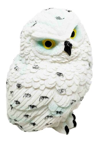 Arctic Ghostlike White Snow Owl Chick Cute Figurine Mini Collectible Sculpture