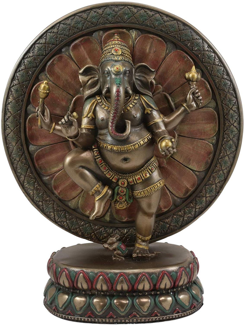 Ebros 9.25" Tall Hindu Dancing Ganesha in One Legged Yoga Pose On Lotus Figurine