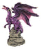 Fantasy Magenta Striped Behemoth Dragon Roaring On Volcanic Rock Mountain Statue