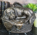 Angel Labrador Dog Sleeping In Wicker Basket Cremation Urn Pet Memorial Statue
