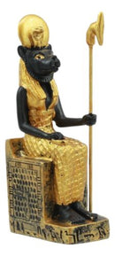 Egyptian Solar Lioness Goddess Sekhmet On Throne Dollhouse Miniature 3"H