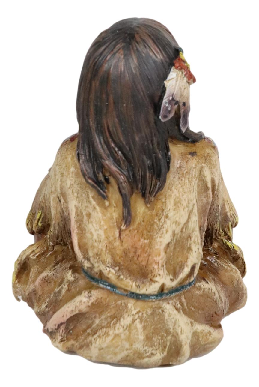 Cultural Native American Indian Tribal Child Girl Sitting Collectible Figurine
