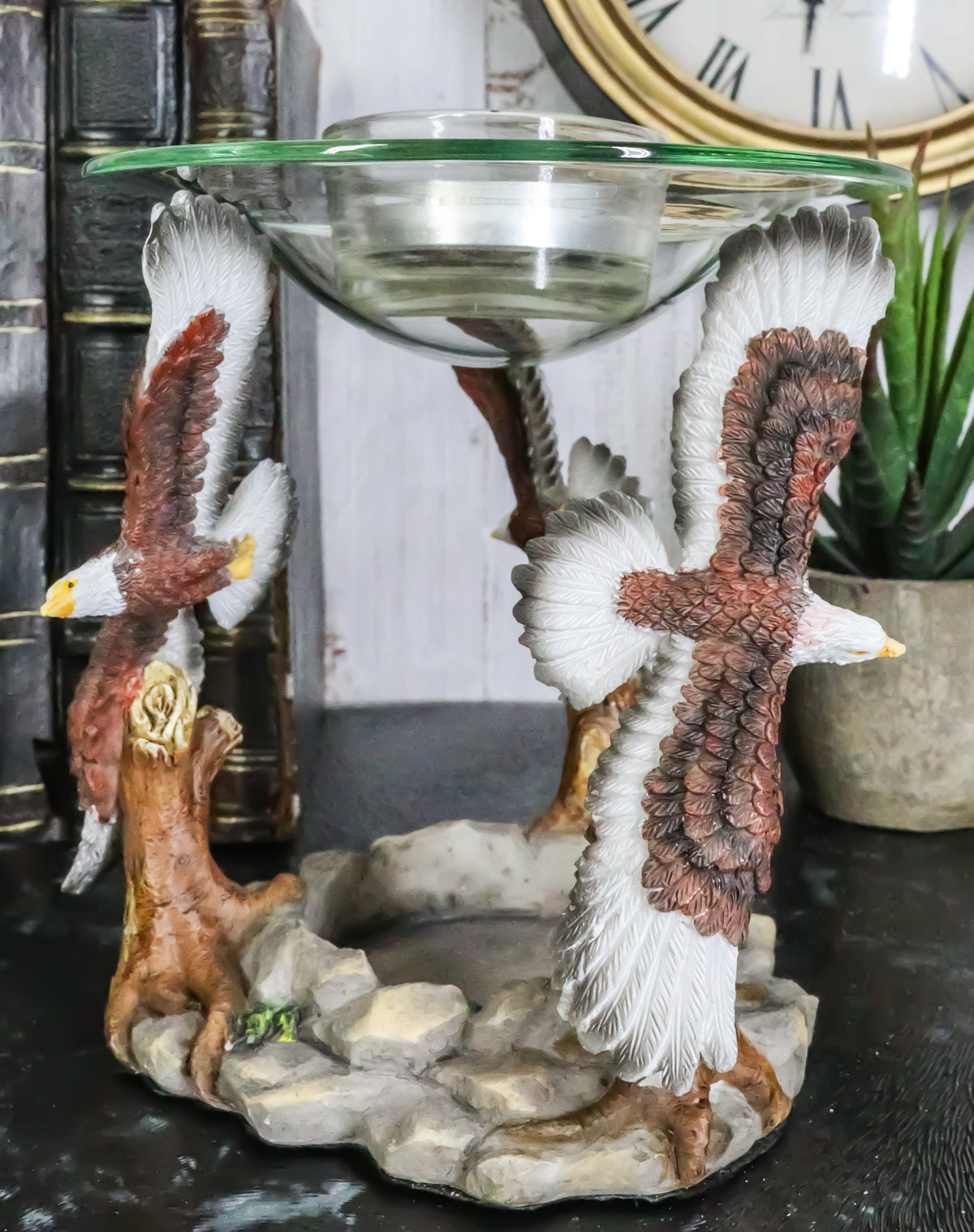 Ebros King Of The Sky Soaring Trinity Bald Eagles Oil Wax Warmer Candle Holder Statue