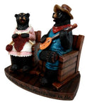 Ebros Gift Large Country Folk Bluegrass Honey Bear Couple Figurine 8.5" H Grow Old with Me Cottage Bears Playing Banjo & Knitting Yarn Decorative Sculpture