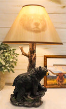 Rustic Western Roaming Forest Black Bear Desktop Table Lamp Lighting Decor 20"H