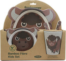 Ebros Bison Buffalo 5 Piece Organic Bamboo Dinnerware Set For Children Toddler