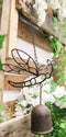 Cast Iron Beautiful Cottage Garden Dragonfly Bell Wind Chime Hanging Mobile