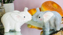 Ebros Kissing Elephant Couple Ceramic Salt And Pepper Shakers Figurine Decor Set 3.5"Long