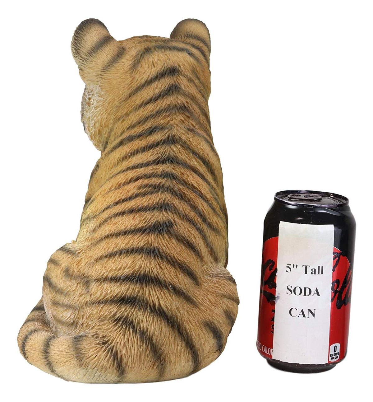 Ebros 9.25"H Realistic Bengal Orange Tiger Cub Statue With Glass Eyes Jungle Tigers