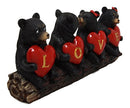 Ebros Gift Black Bear Valentine Couples Holding Heart Love Signs Decorative Figurine 8.25"L