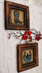 Set of 2 Western Turquoise Gems Cowboy Boot Horseshoe Wooden Wall Picture Frames