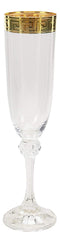Italian 14K Gold Greek Key Greca Border 9" Champagne Flute Wine Glass Set of 6