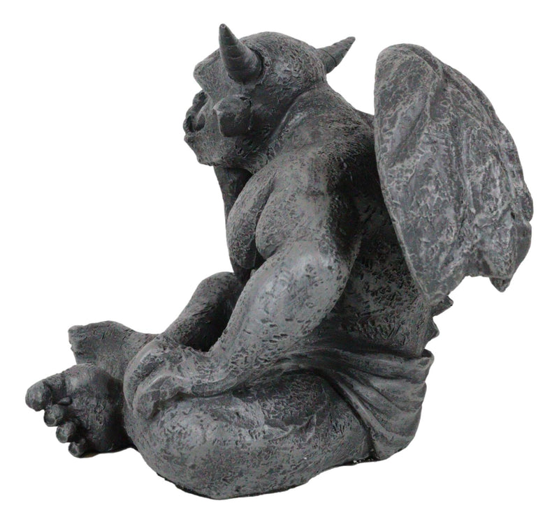 Ebros Horned Gargoyle The Dreamer Figurine Sitting Statue 6.5 Inch Long Thinker