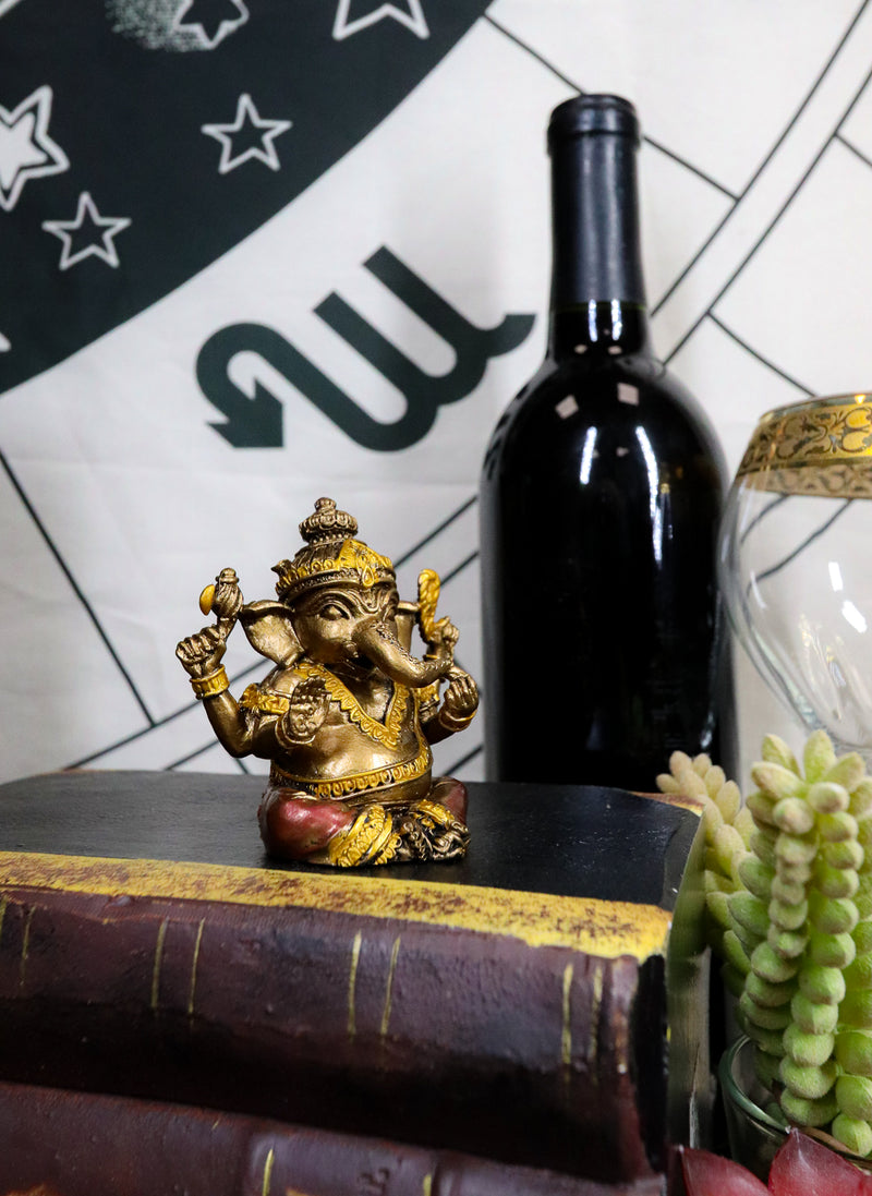 Ebros Sitting Ganapati Lord Ganesha With 4 Hands Miniature Figurine God Of Success