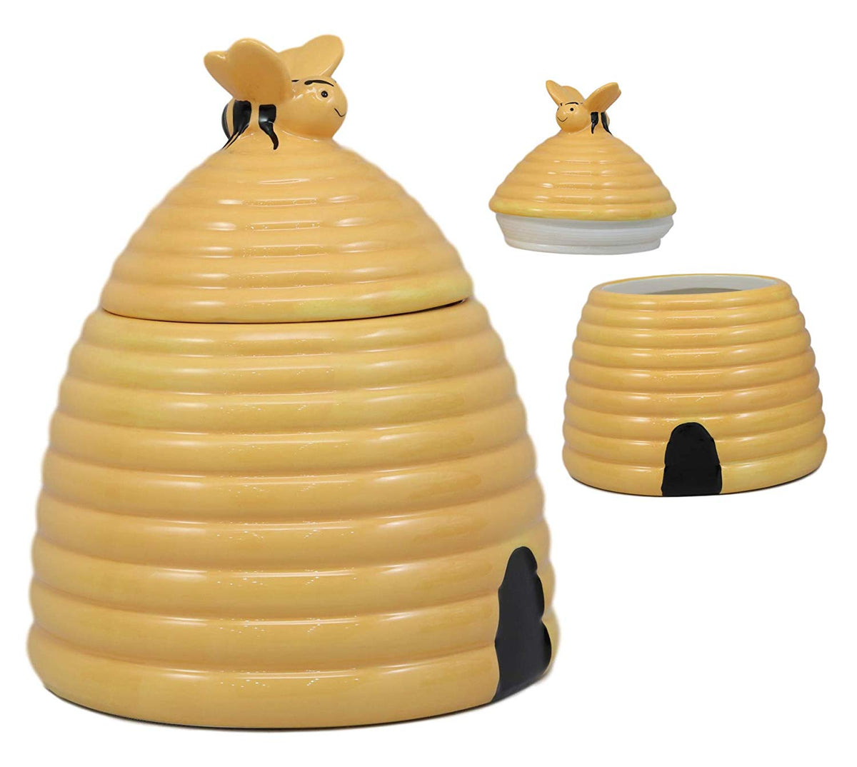 Ebros Rustic Wildlife Busy Honey Bumblebee Bee Hive Beehive Ceramic Cookie Jar 8"Tall