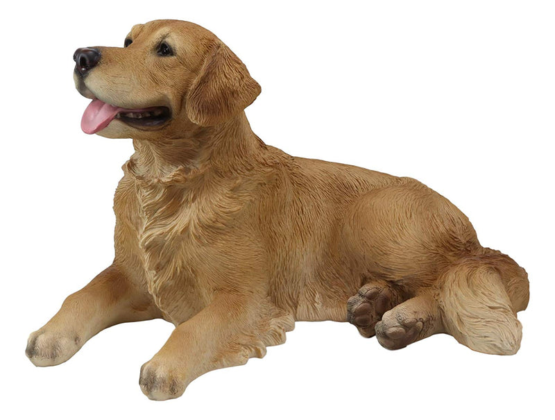 Large Lifelike Charlie The Chocolate Golden Retriever Panting Statue 23.25"Long