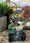 Rustic Western Elk Moose With Captured Man Hunter Driving ATV Car Figurine