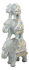 Ebros Silver Animal Totem Pole Stacked Elephant Statue W/ Unique Tapestry Design