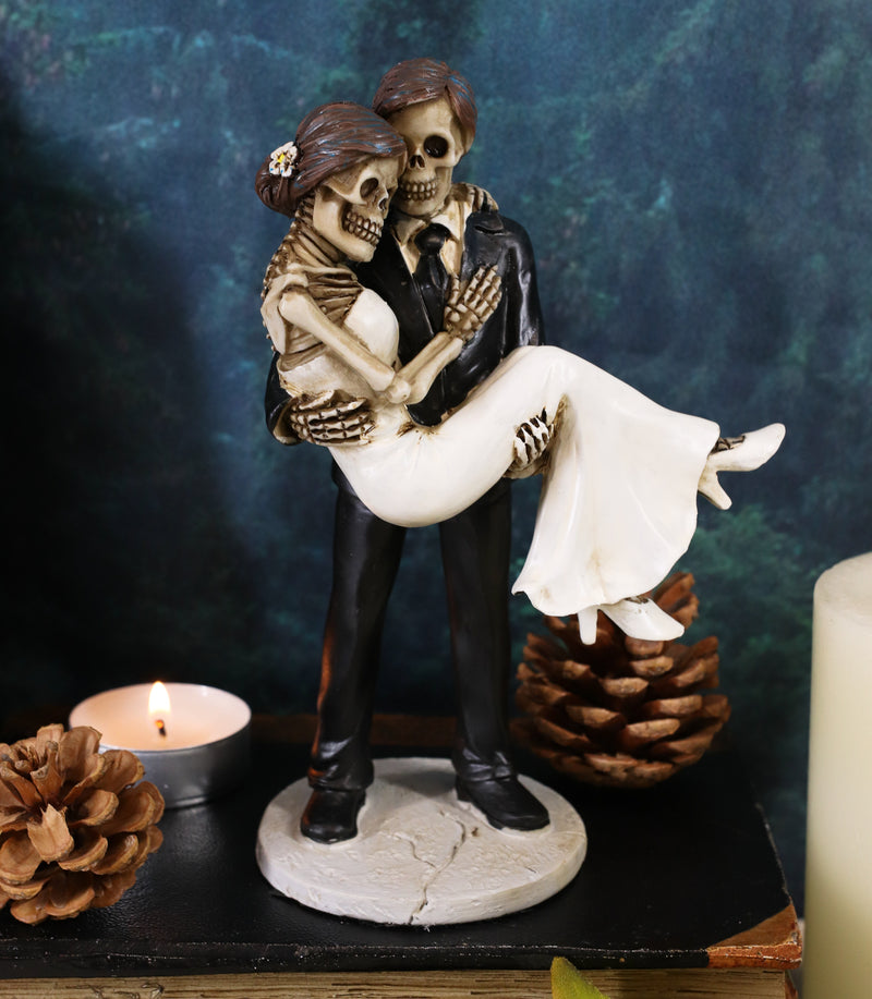 Ebros Groom Carrying Bride Skeleton Face Wedding Couple Statue Figurine 6.25"H