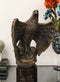 Large Grand Bald Eagle Perching On USA American Flag Figurine With Round Base