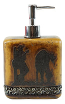 Rustic Western Cowboy With Horse Faux Wood Liquid Soap Or Lotion Pump Dispenser