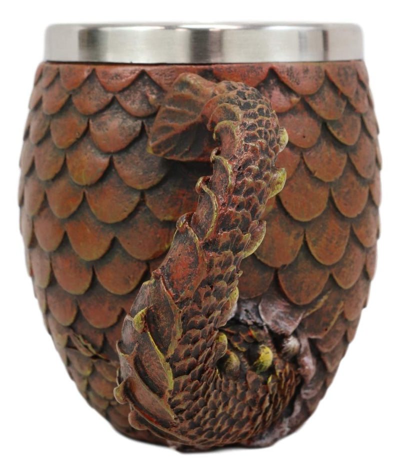 Ebros Medieval Khaleesi's Elemental Dragon Colorful Scale Egg With Hatching Wyrmling Small Coffee Tea Mug Cup 3.75" High Fantasy GOT Themed Dungeons And Dragons Drinking Cups (Fire Red)