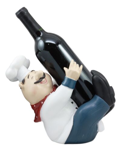 For The Love Of Wine Fat Chef Marco Hugging Wine Bottle Holder Figurine Kitchen