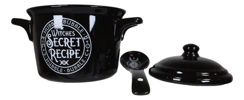 Wicca Magic Witches Cauldron Secret Recipe Fine Bone China Bowl With Spoon & Lid