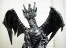 Ebros Dark Beacon Dragon Guardian of Styx Castle Gate Statue W/ Solar LED Light