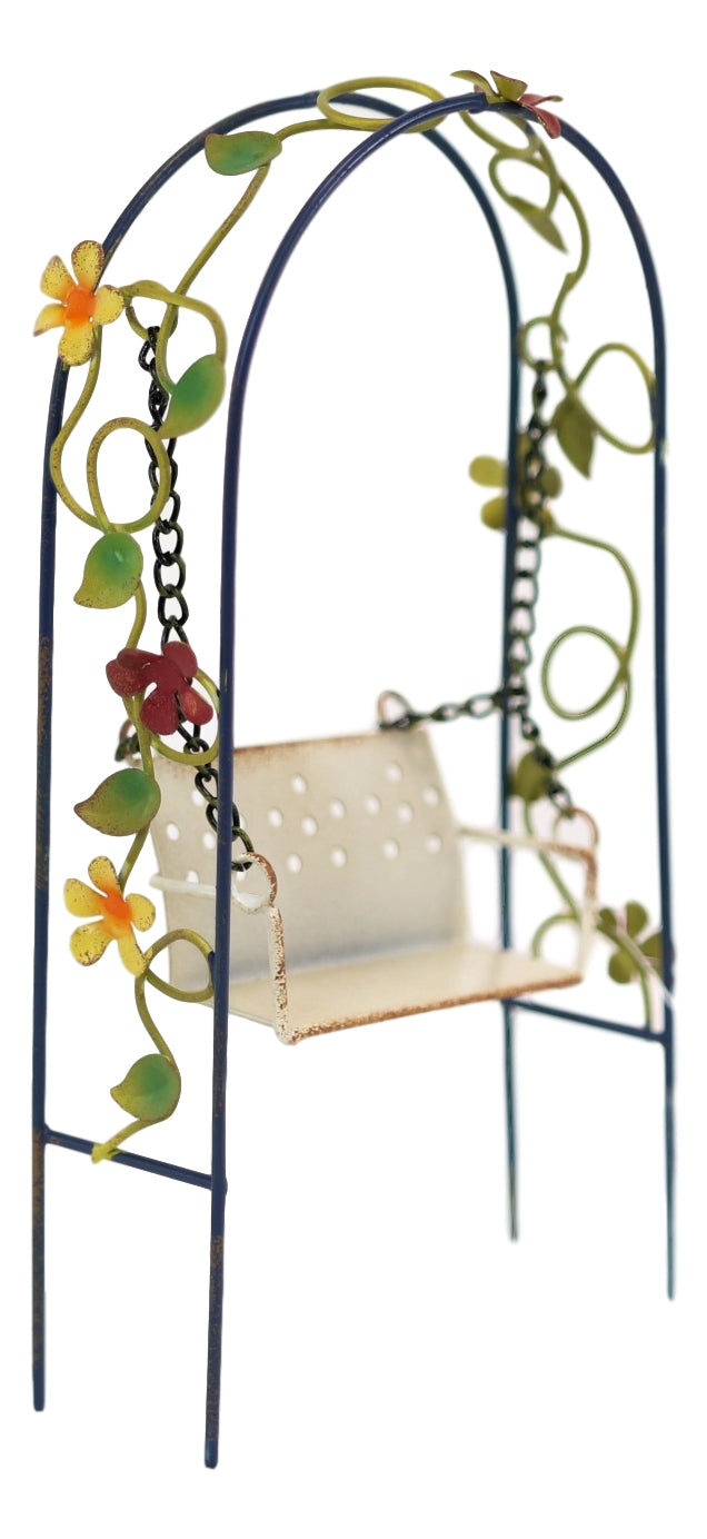 Enchanted Garden Decorative Metal Arbor Swing Mini Fairy Garden Figurine
