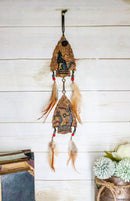 Ebros Native American Two Arrows Moon Alpha Wolf Dreamcatcher Wall Hanging Decor