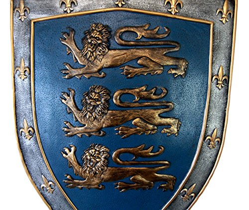 Ebros Gift Large Medieval Knight Royal Arms Of England Three Lions Shield Wall Plaque 18"Tall