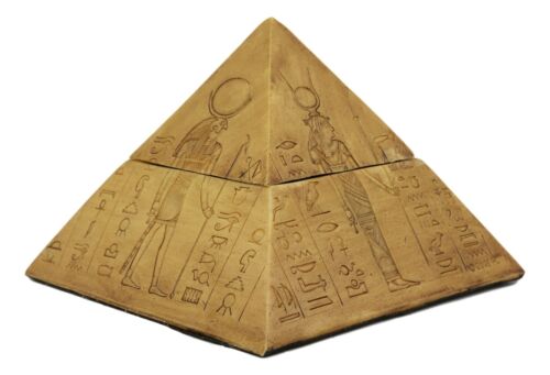 Egyptian Wonder Pyramid Hinged Jewelry Box Figurine Decorative Trinket Storage