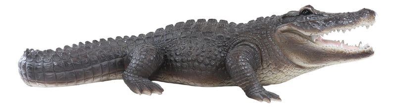 Grand Scale Realistic Nile Crocodile Baring Razor Sharp Teeth Garden Statue 30"L