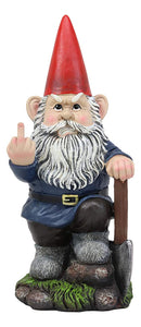 Ebros 9" You Dig? Shovel Gnome Garden Greeter Gnome Dwarf Flip The Bird Statue