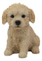 Ebros Realistic Adorable Sitting Golden Labradoodle Puppy Statue 6.5" H