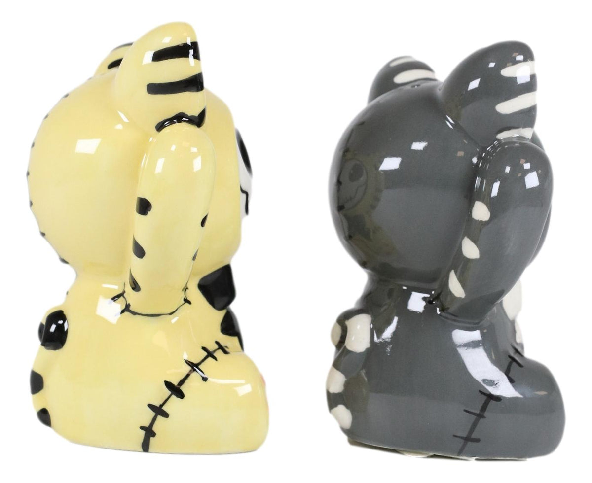 Ebros Furrybones Mao Striped Kittens Voodoo Skeleton Cats Salt And Pepper Shakers Set - Ebros Gift