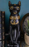 Black And Gold Bastet Cat Statue Ubasti Egyptian Goddess Of Protection & Home