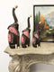 Balinese Wood Handicrafts Large Abstract Jungle Pink Elephant Figurine Set 20"H