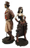 Ebros Gift Steampunk Skeleton Lady & Gentleman Couple Figurine Skeleton Detective Inspector Sculpture Set of 2