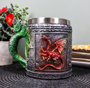 Ebros Fire and Earth Dual Dragon Beer Stein Tankard Coffee Cup Drink Mug 4.25"H