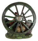 Ebros Rustic Country Rooster And Spotted Hen By Farm Wagon Wheel And Maize Figurine - Ebros Gift