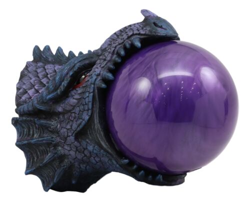 Ebros Giant Serpentine Bahamut Fire Dragon With Purple Sand Storm Ball Figurine - Ebros Gift