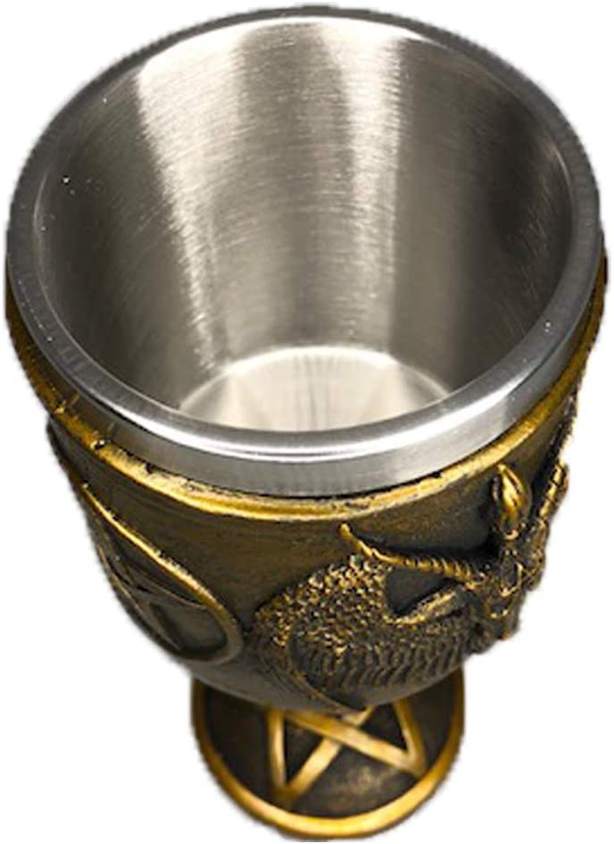 Ebros Baphomet Goblets & Chalices with 15 oz capacity Removable Stainless Cup