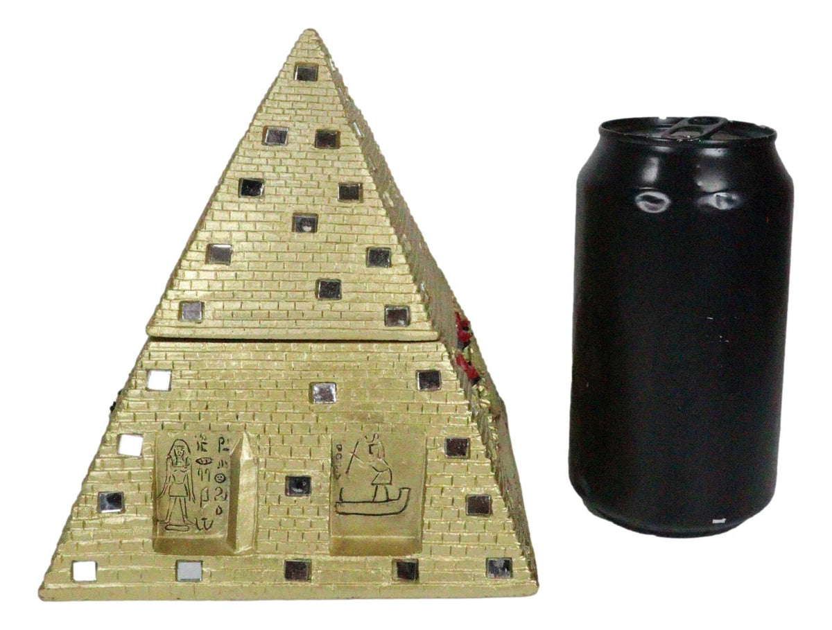 Ebros Egyptian Mirror Pyramid Eye of Horus Hinged Jewelry Box Figurine Statue - Ebros Gift
