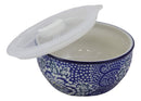 Ming Style White Blue Floral Design Ceramic Meal Lunch Storage Bowl With Lid