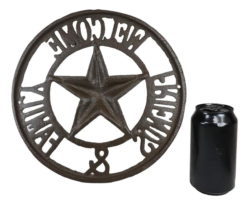 Ebros 10" D Rustic Cast Iron Welcome Family & Friends Wall Sign Western Star Circle