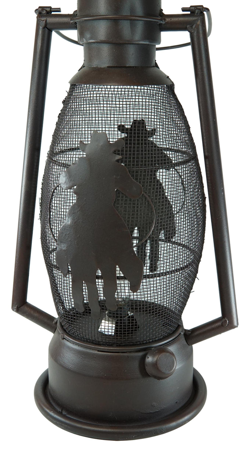 Old Fashioned Rustic Western Cowboy Electric Metal Lantern Lamp Or Shadow Caster